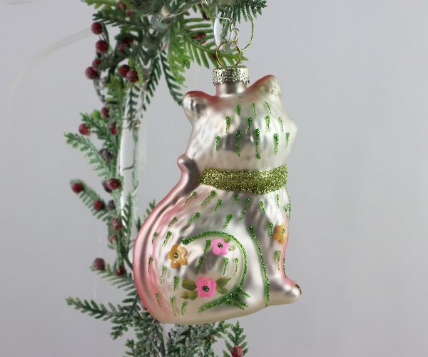 Weihnachtskugel weiße Katze