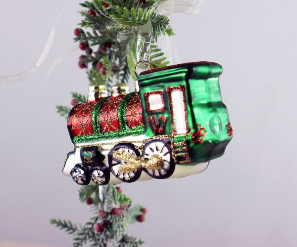 Weihnachtskugel grüne Lokomotive