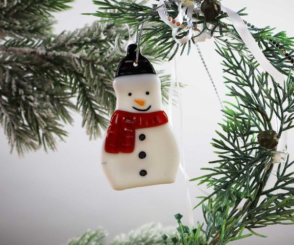 Mini-Schneemann aus Glas zum Aufhängen