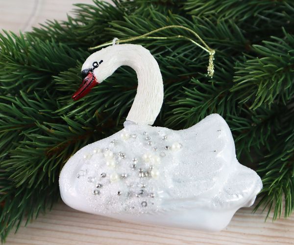 Weihnachtskugel weißer Schwan