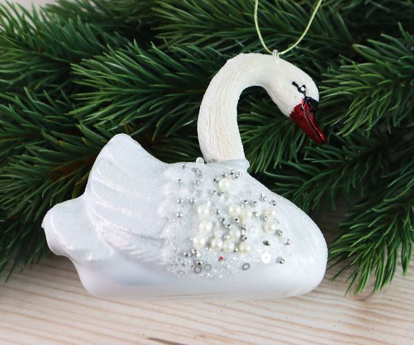 Weihnachtskugel weißer Schwan