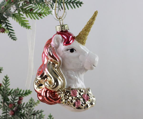 Weihnachtskugel Einhornkopf
