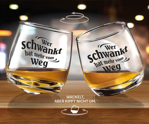 Wackelglas "Wer schwankt..." im 2er Set