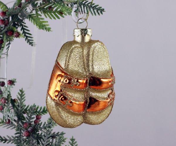 Sandalen gold/braun Weihnachtskugel