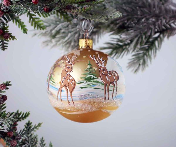 Handbemalte Weihnachtskugel mit Reh