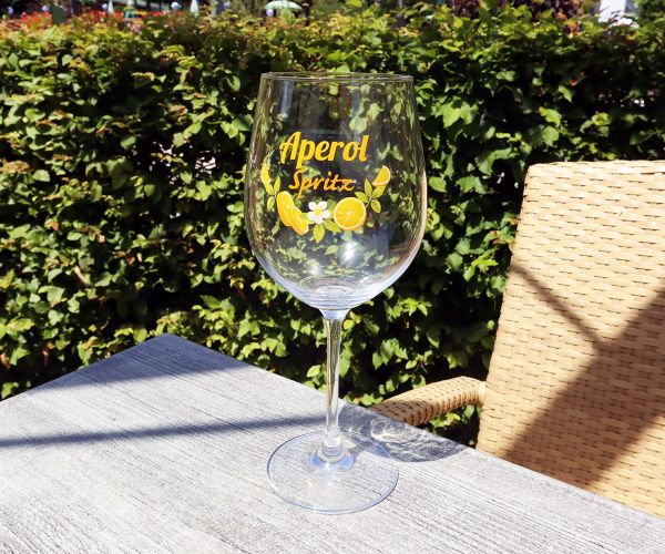Aperol Glas mit Farbdruck