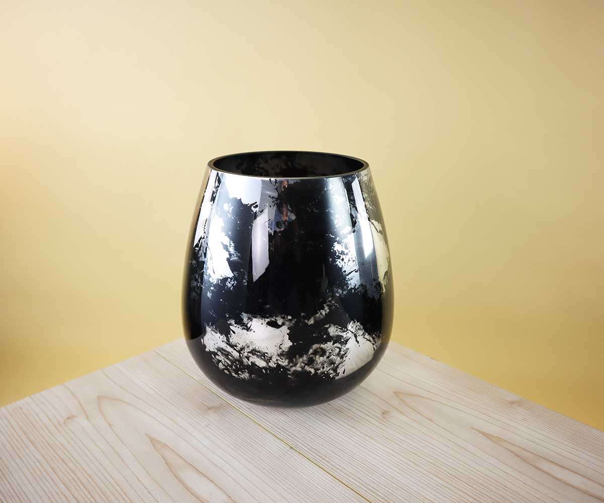 Vase aus Glas in schwarz verspiegelt 20 cm