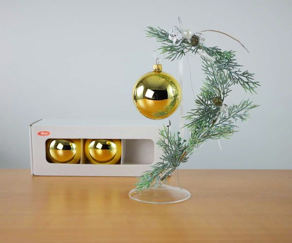 3 Christbaumkugeln Inkagold glanz Ø 8 cm