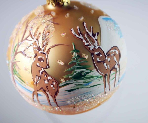 Handbemalte Weihnachtskugel mit Reh