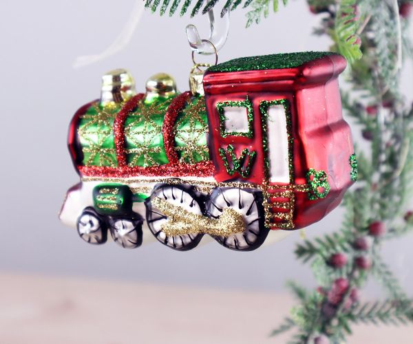 Weihnachtskugel rote Lokomotive