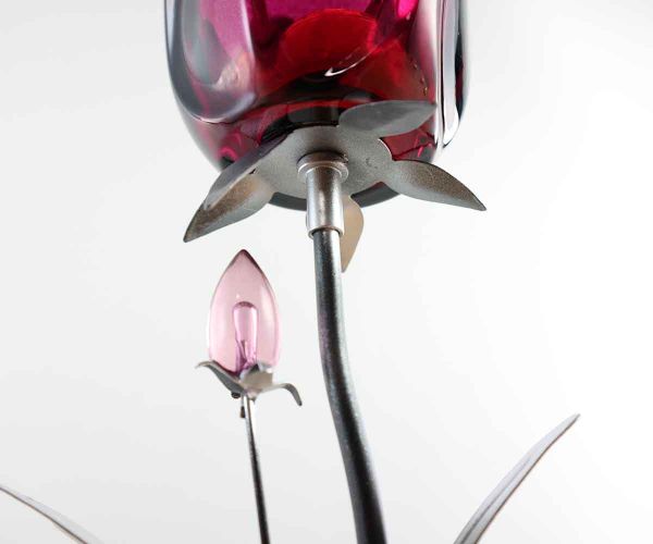 2er Teelichthalter mit lila Glasblüten