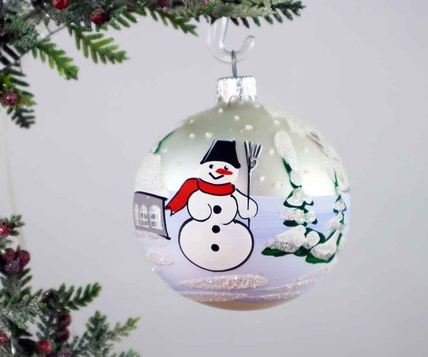 Handbemalte Weihnachtskugel mit Schneemann