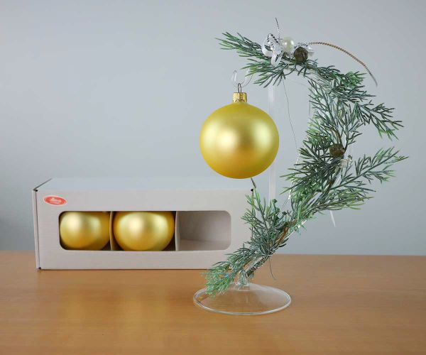 3 Christbaumkugeln Inkagold matt Ø 8 cm