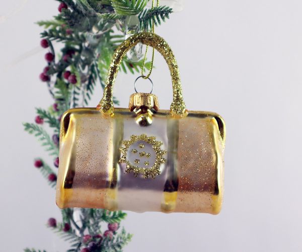 Weihnachtskugel goldene Handtasche