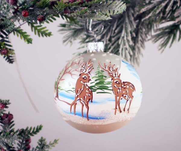 Handbemalte Weihnachtskugel mit Reh