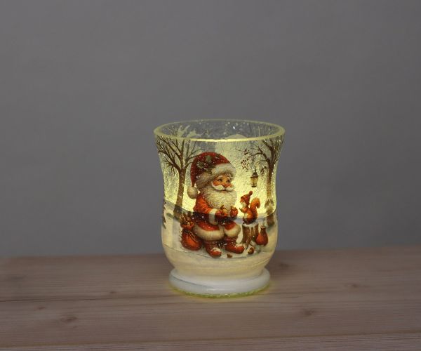 Craquele Windlicht mit Weihnachtsmann
