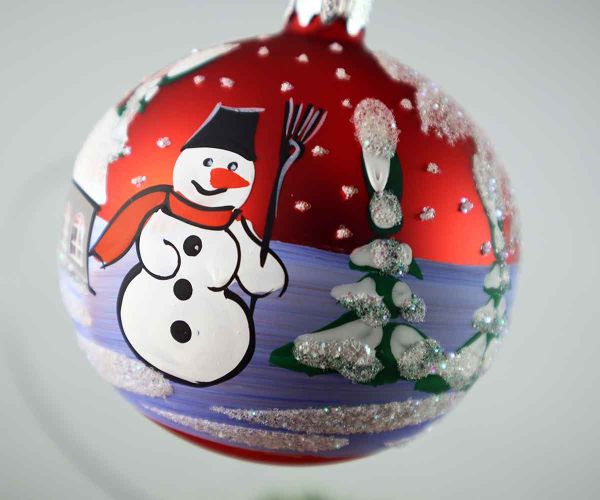Handbemalte Weihnachtskugel mit Schneemann