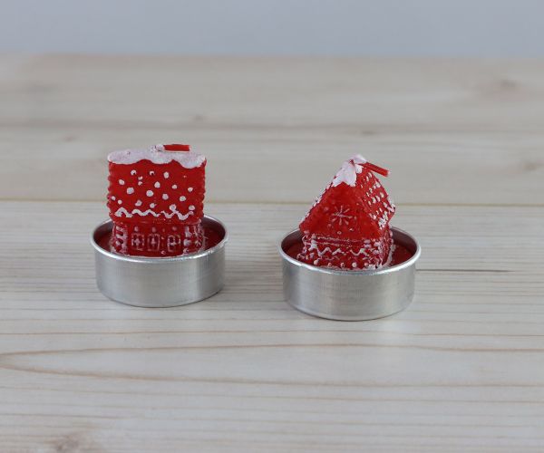 6 Teelichter rotes Haus