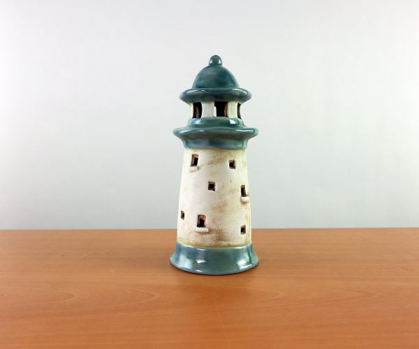 Leuchtturm aus Keramik für 1 Teelicht