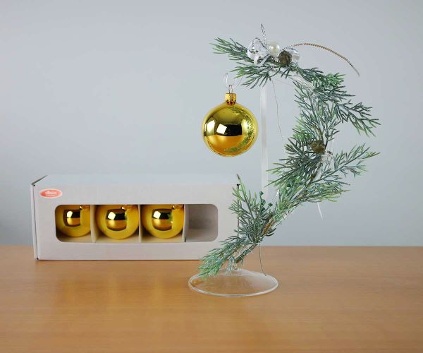 4 Christbaumkugeln Inkagold glanz Ø 6 cm