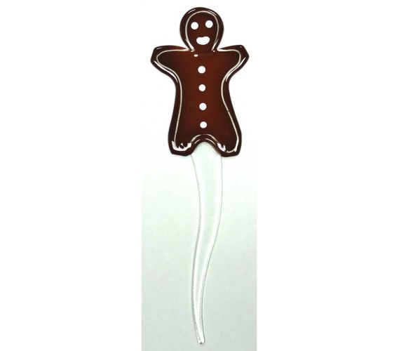 Lebkuchenmann aus buntem Kristallglas auf Glasstab