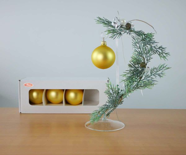 4 Christbaumkugeln Inkagold matt Ø 6 cm