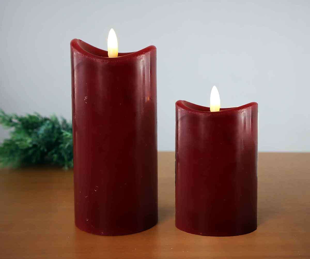 CPROSP 4er-Set LED Kerzen Rot – Flammenlos, Echtwachs, Mit Beweglicher Flamme & Fernbedienung – Timer-Funktion, Größen 9–15,5 Cm – Für Advent, Hochzeit, Party – 2x AA (nicht Inkl.)