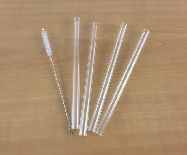 5tlg. Set Ø 12mm Trinkhalme aus Glas inkl. Reinigungsbürste