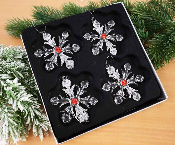 Schneeflocken 4er-Set 6,5 cm