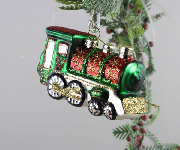 Weihnachtskugel grüne Lokomotive
