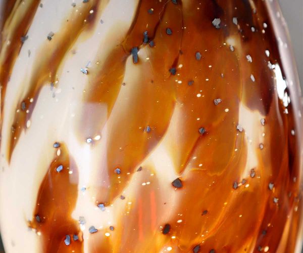 Flammenkugel weiß / braun mit Glimmer