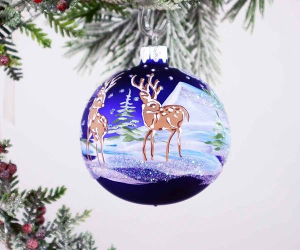 Handbemalte Weihnachtskugel mit Reh