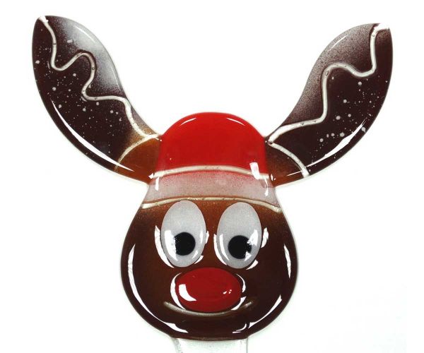 Rentier aus buntem Kristallglas auf Glasstab