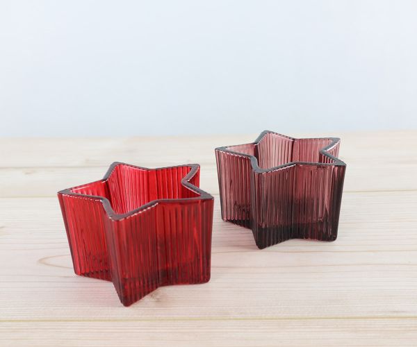 Teelichthalter Sterne in Rot 2er Set