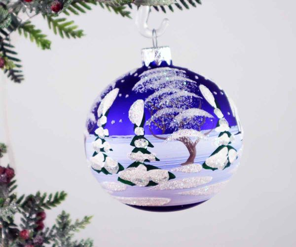 Handbemalte Weihnachtskugel mit Schneemann