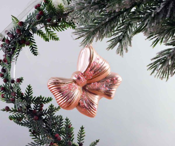 Weihnachtskugel rosa Schleife