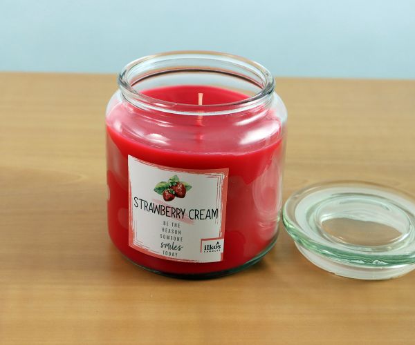 Große Duftkerze im Glas "Strawberry Cream"
