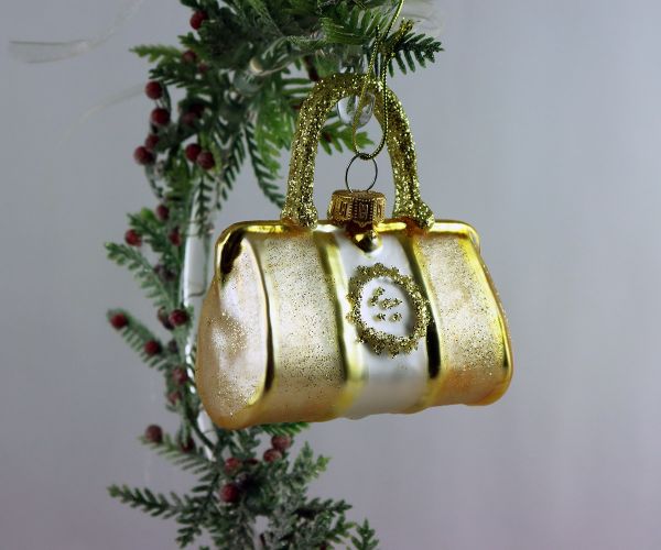 Weihnachtskugel goldene Handtasche