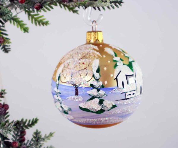 Handbemalte Weihnachtskugel mit Schneemann