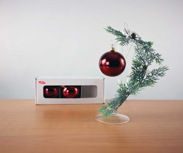 3 Christbaumkugeln Ochsenblut glanz Ø 8 cm