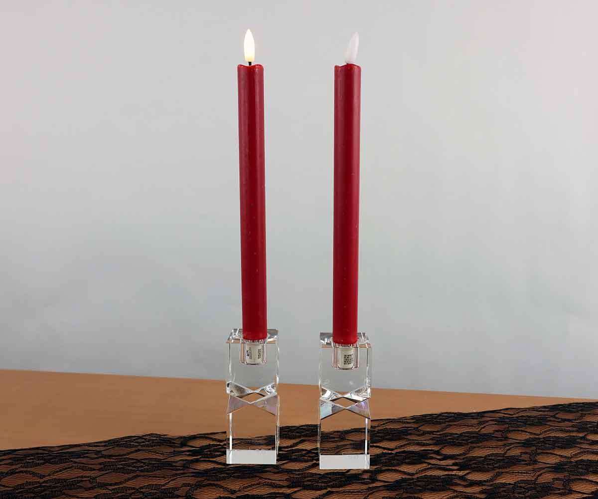 2er Set LED Stabkerzen Farbe Rot