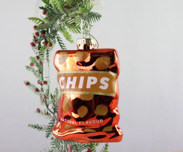 Weihnachtskugel Chipstüte orange