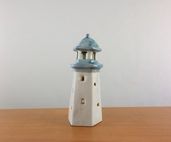 Leuchtturm aus Keramik für 1 Teelicht