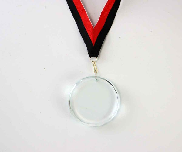 Medaille aus Glas mit Facettenrand 7 cm
