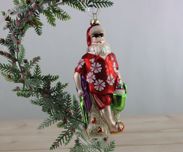 Weihnachtskugel Santa am Strand