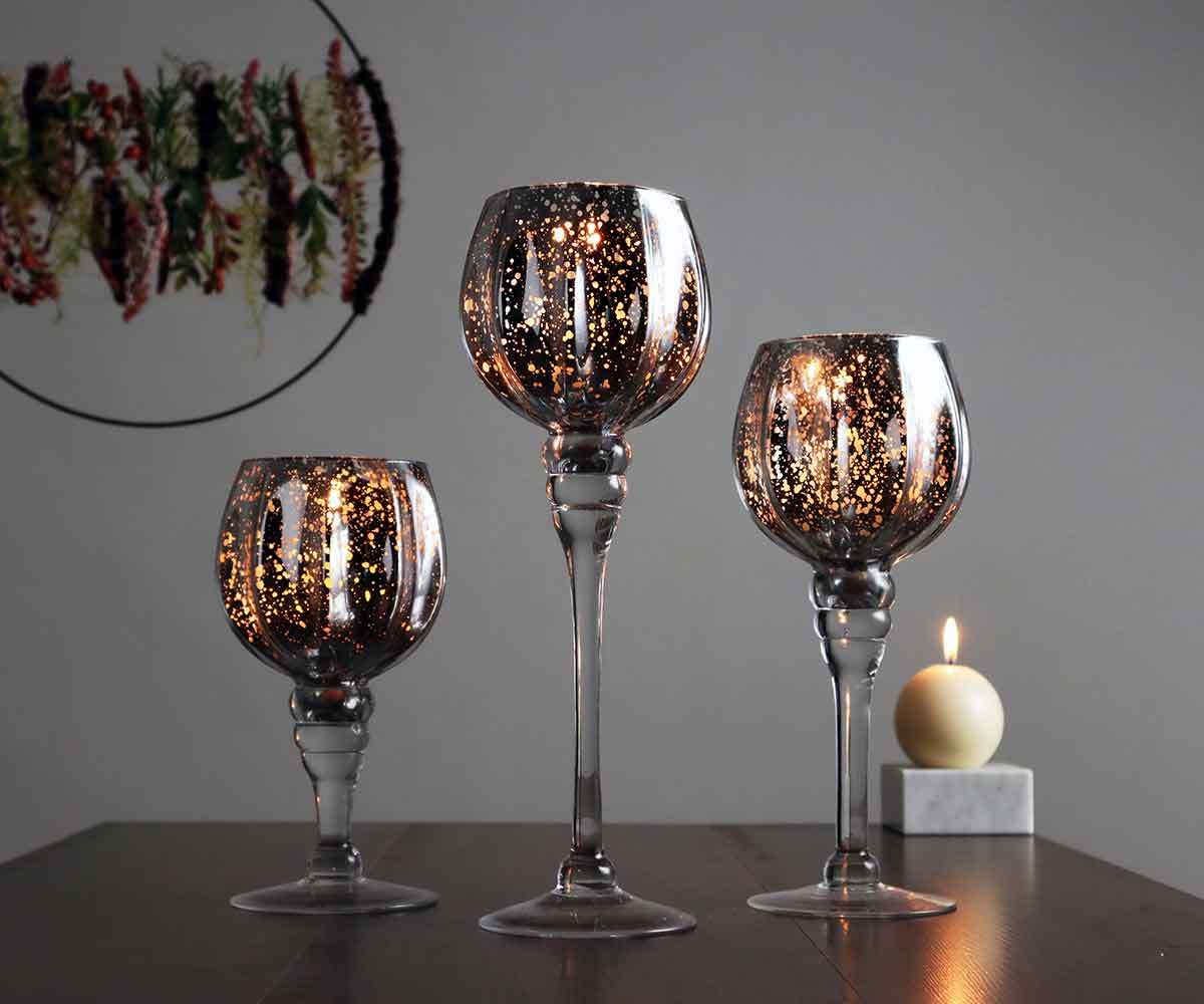 3er-Set Kerzenleuchter aus Glas