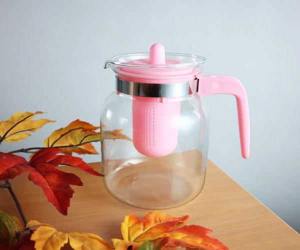 Teekanne 1,5 Liter mit rosa Einsatz