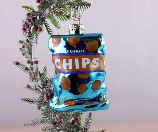 Weihnachtskugel Chipstüte blau