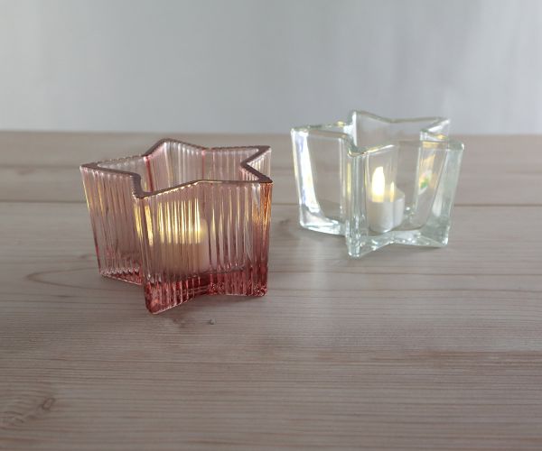 Teelichthalter Sterne in rosa/klar 2er Set