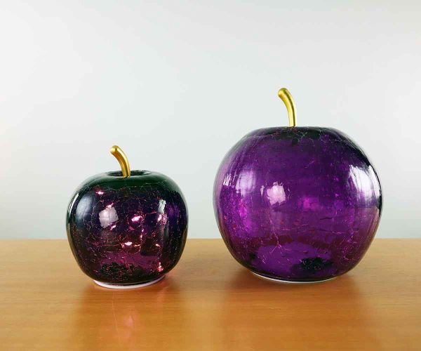 Apfel aus Glas in Brombeere inkl. Lichterkette